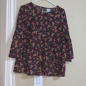 Layered peplum floral blouse